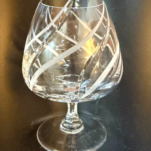 MIKASA Windlass Brandy Glass - Set of 2, Clear, Swirled Etched, No Trim - Picture 2 of 3